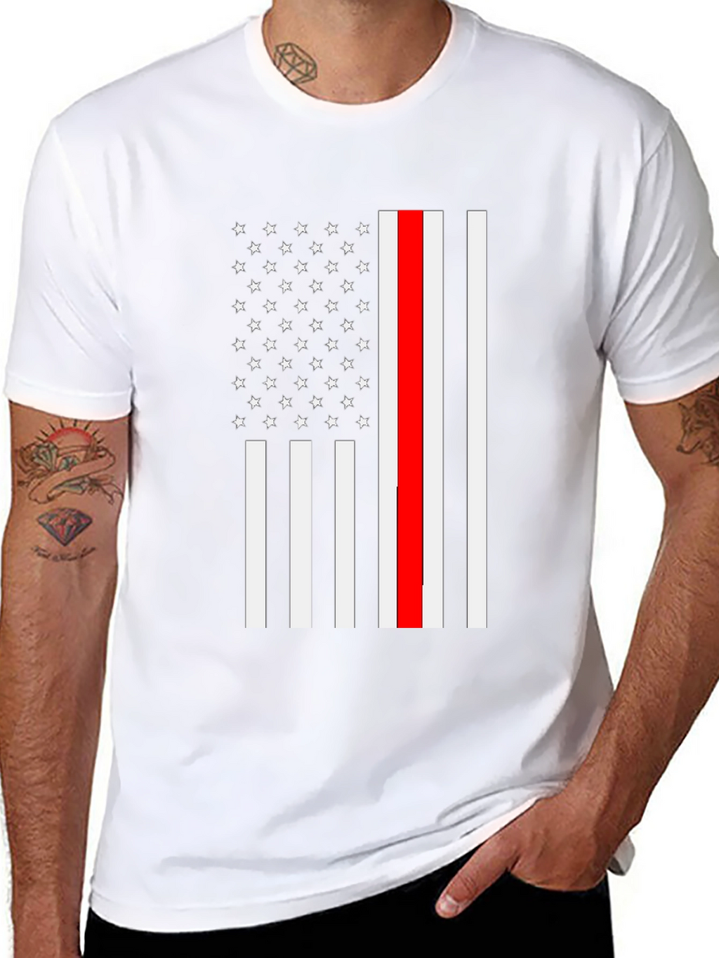 Thin Red Line Flag T-Shirt Firefighter Support