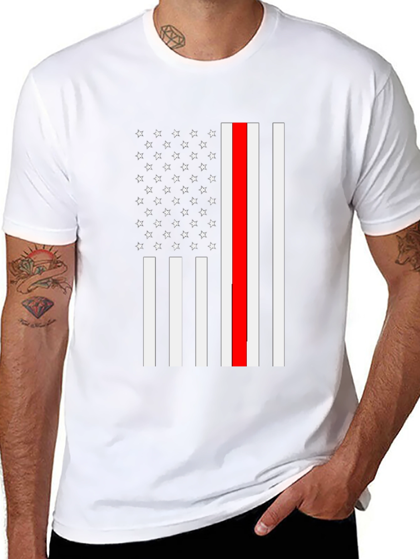 Thin Red Line Flag T-Shirt Firefighter Support