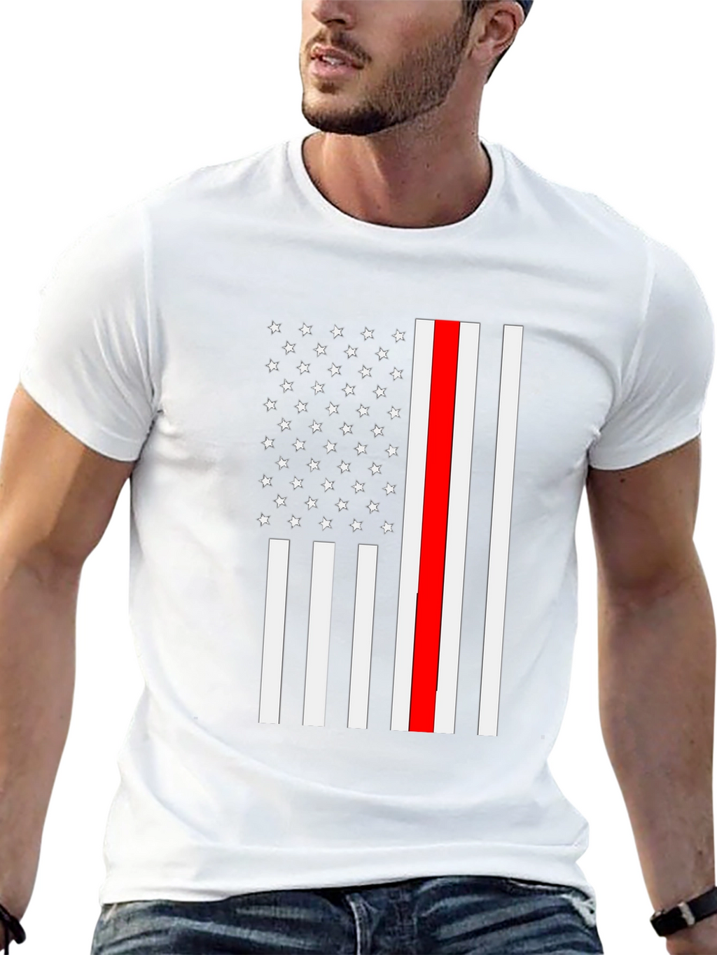 Thin Red Line Flag T-Shirt Firefighter Support