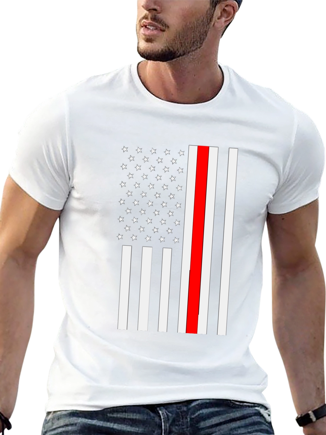 Thin Red Line Flag T-Shirt Firefighter Support