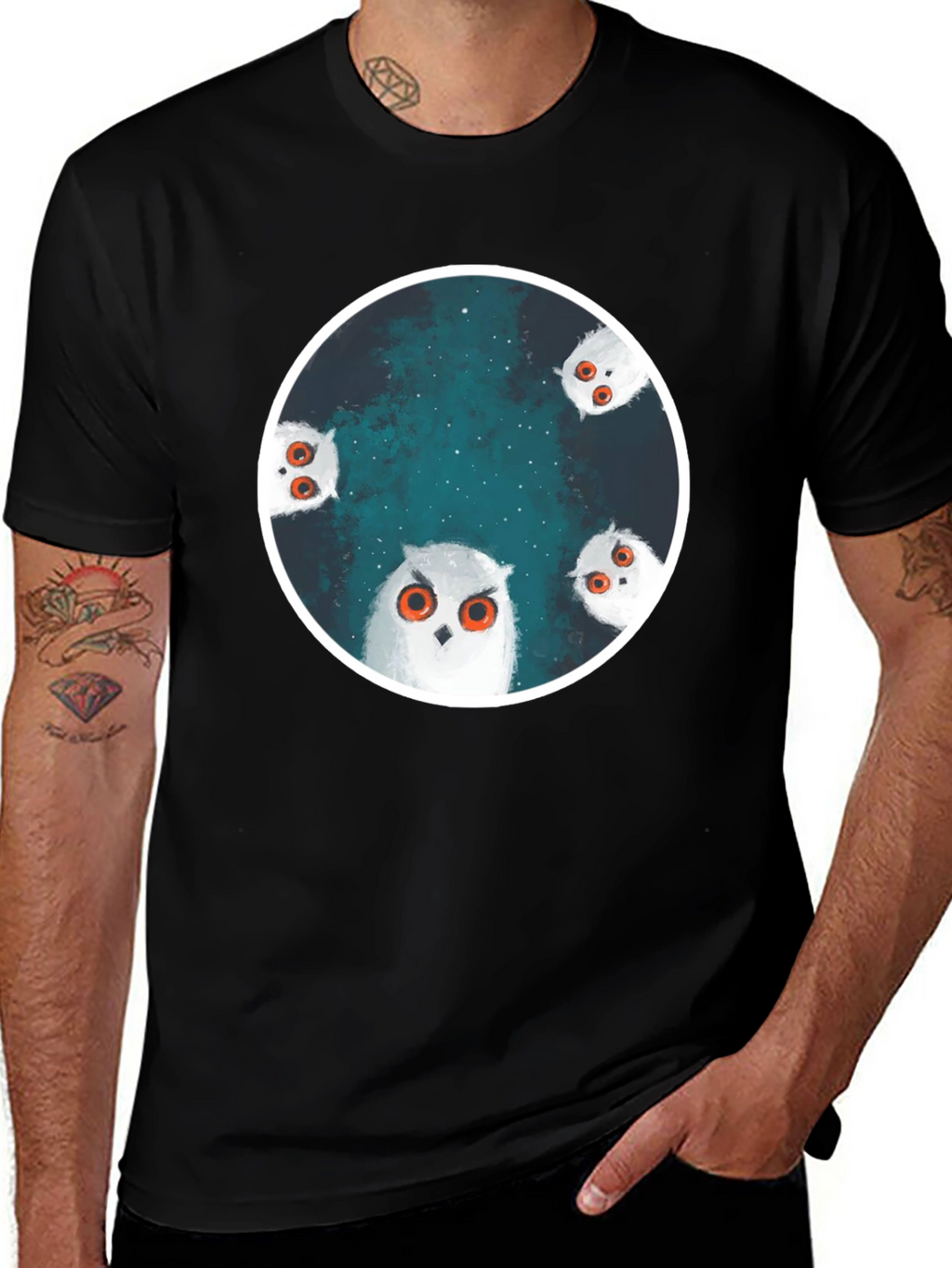 Owl Constellation Graphic Tee - Stylish Black T-Shirt