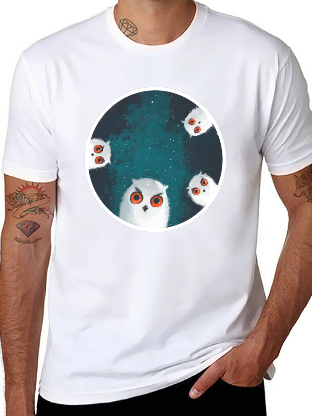 Owl Constellation Graphic Tee - Stylish Black T-Shirt