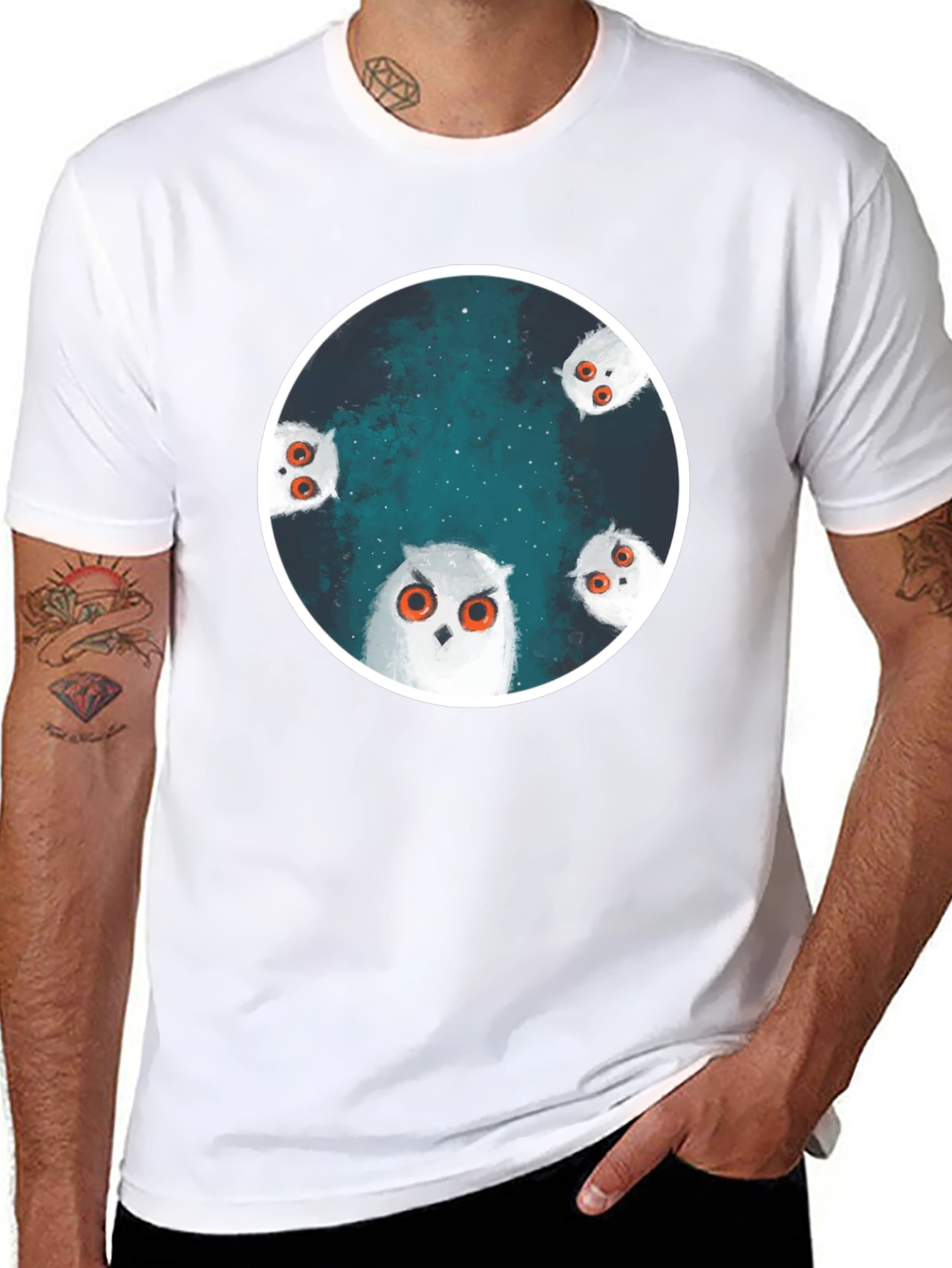 Owl Constellation Graphic Tee - Stylish Black T-Shirt