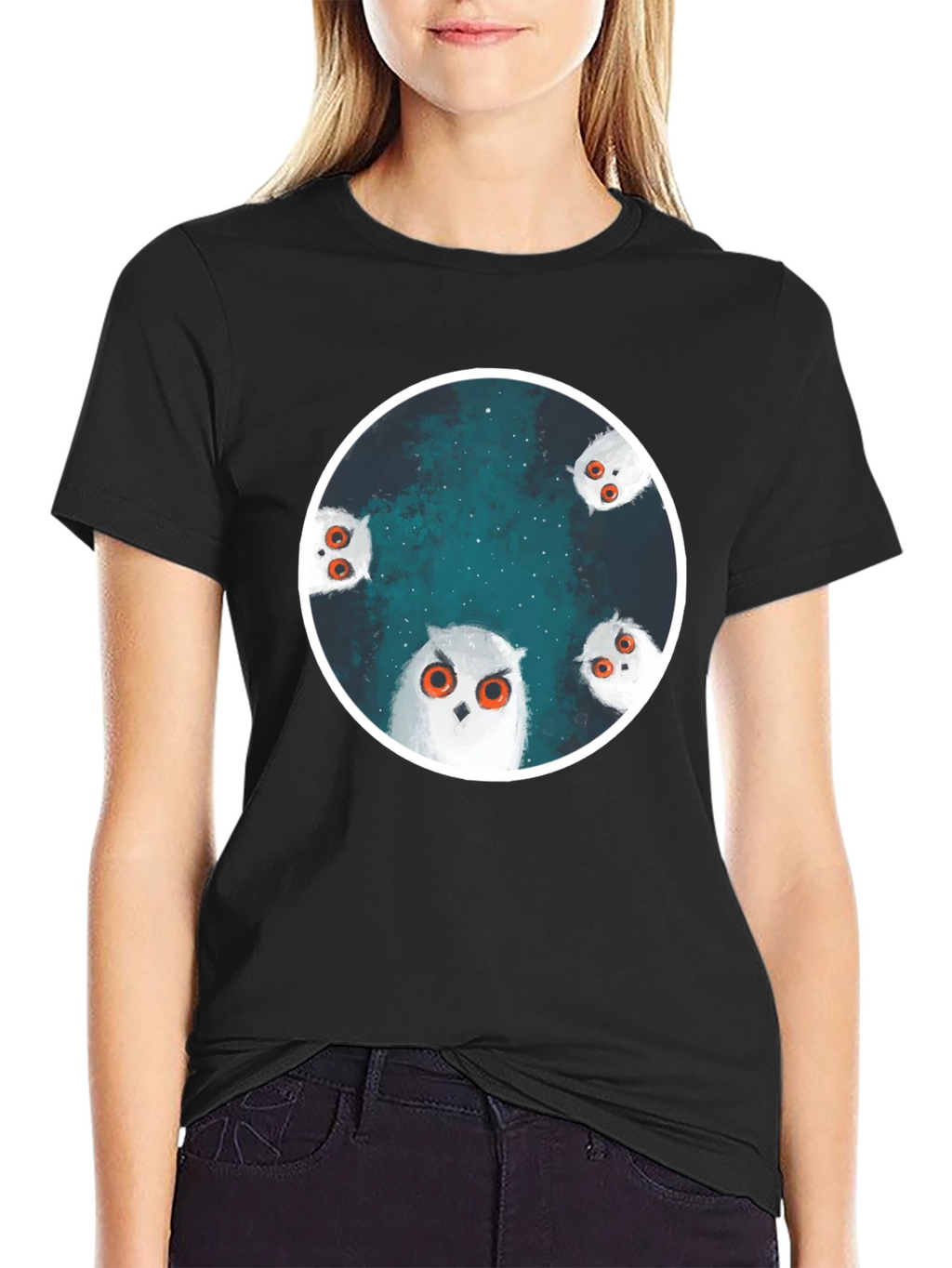 Owl Constellation Graphic Tee - Stylish Black T-Shirt