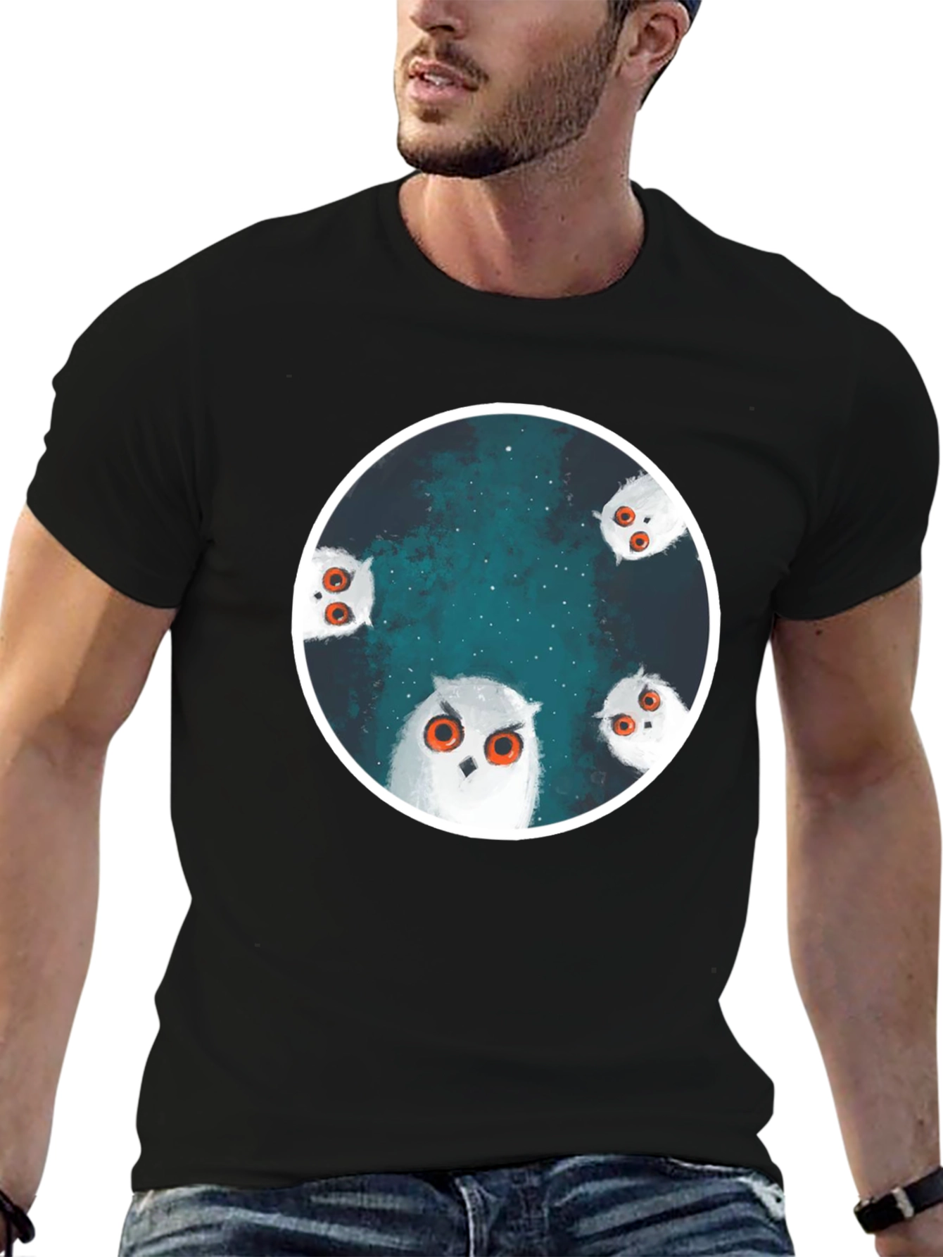 Owl Constellation Graphic Tee - Stylish Black T-Shirt