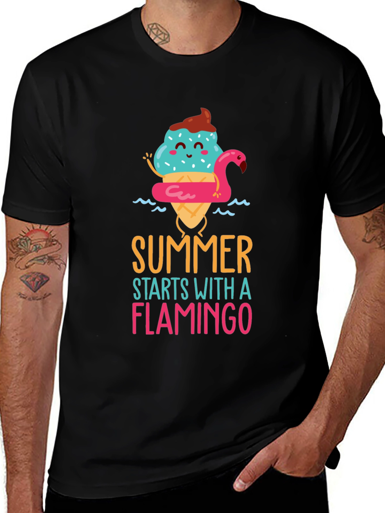 Summer Flamingo Graphic T-Shirt
