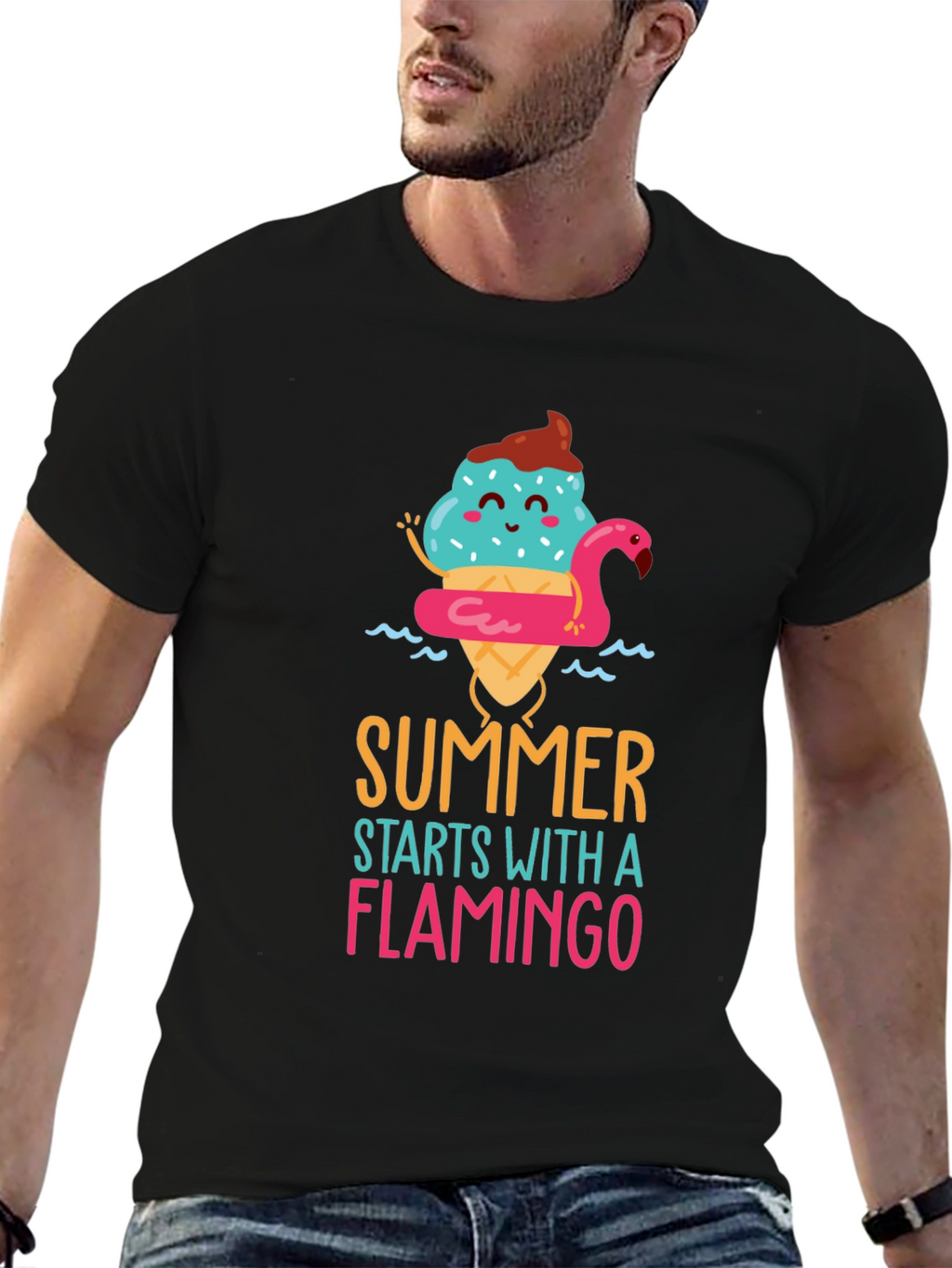 Summer Flamingo Graphic T-Shirt