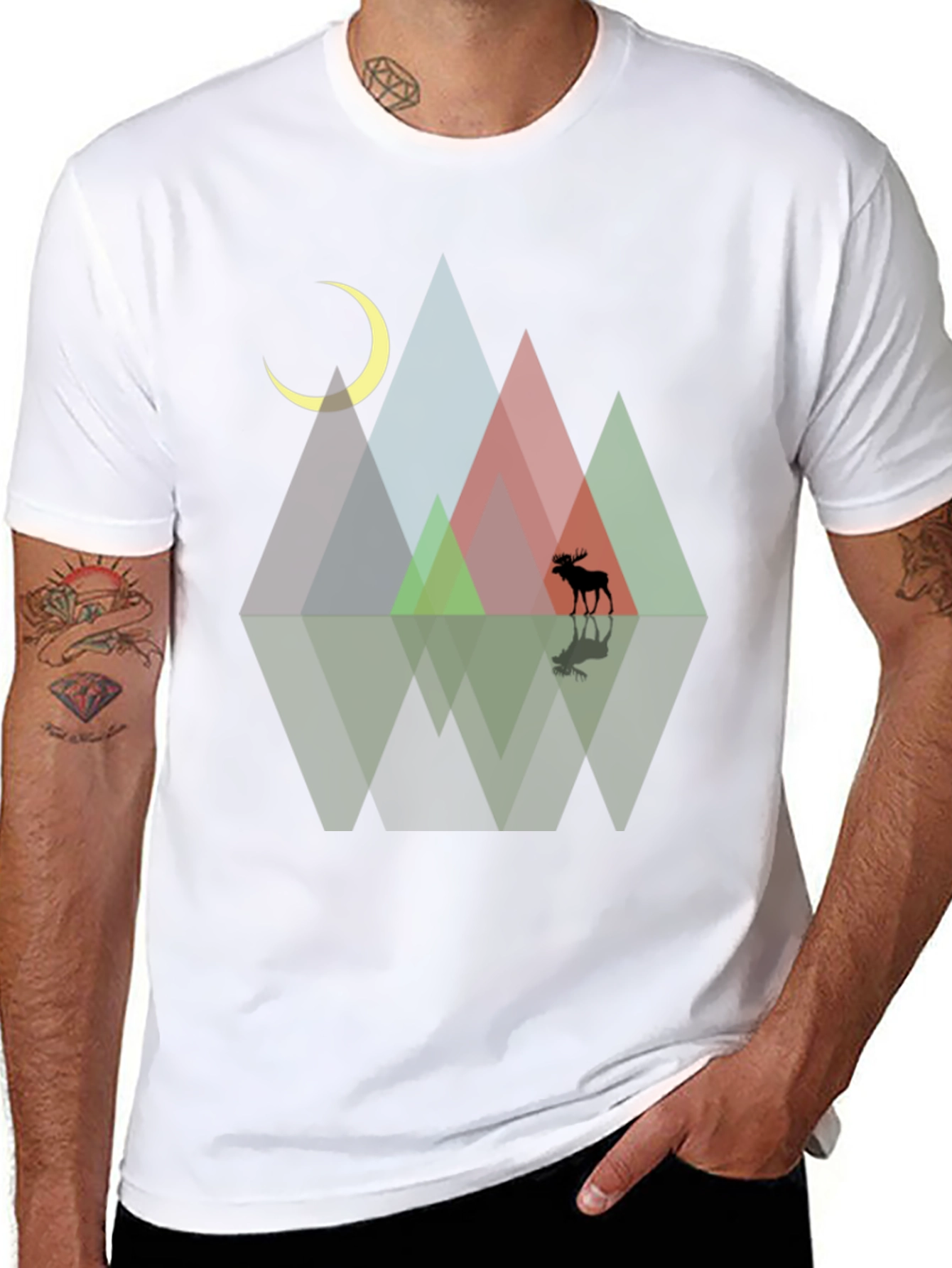 Geometric Mountains & Moose Graphic Tee