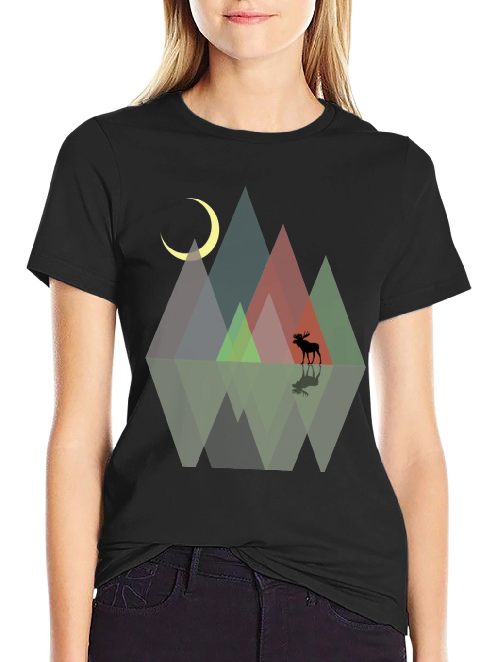 Geometric Mountains & Moose Graphic Tee