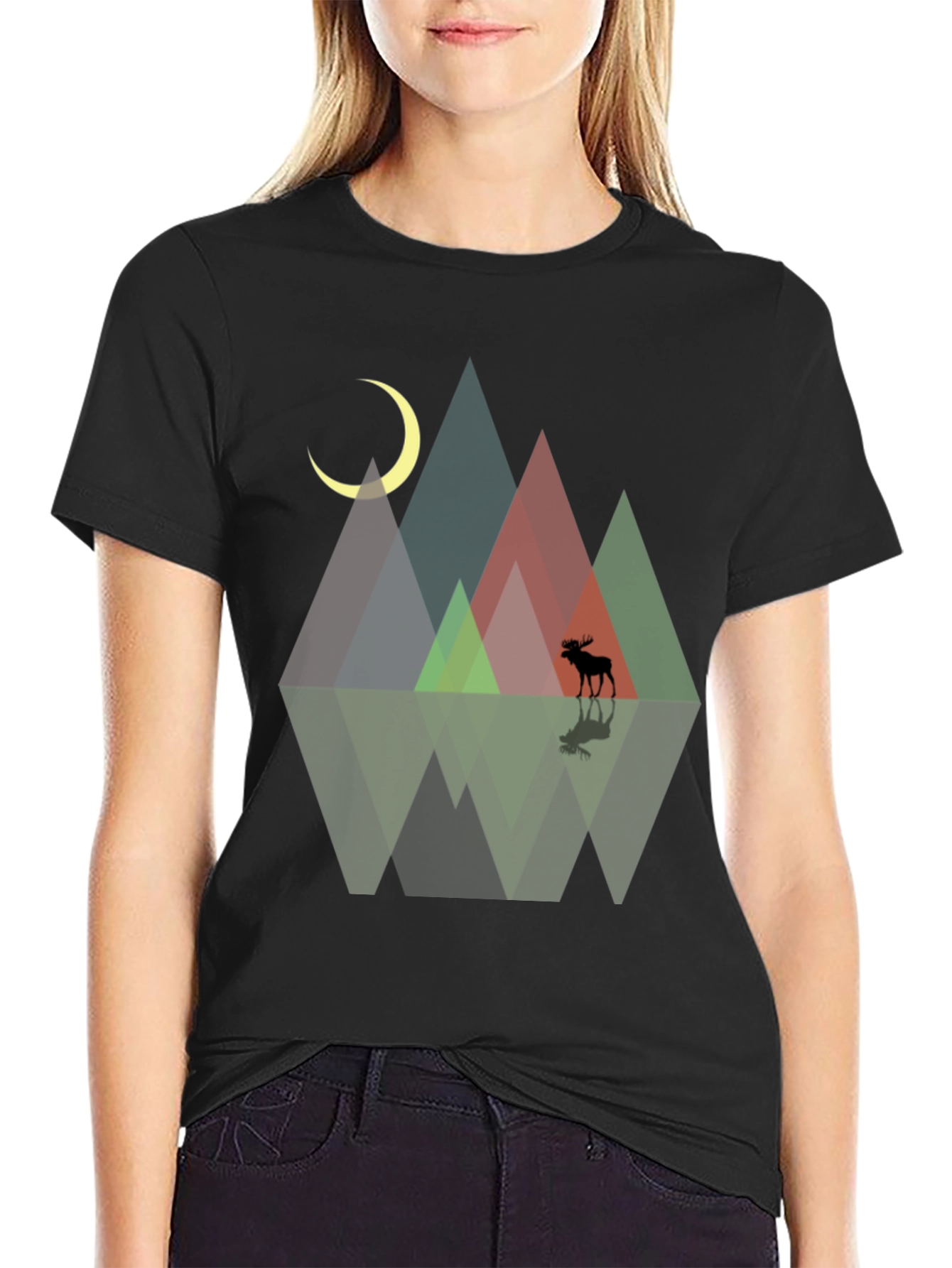 Geometric Mountains & Moose Graphic Tee