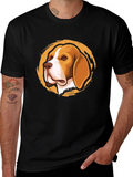 Beagle Dog Graphic Print Black T-Shirt