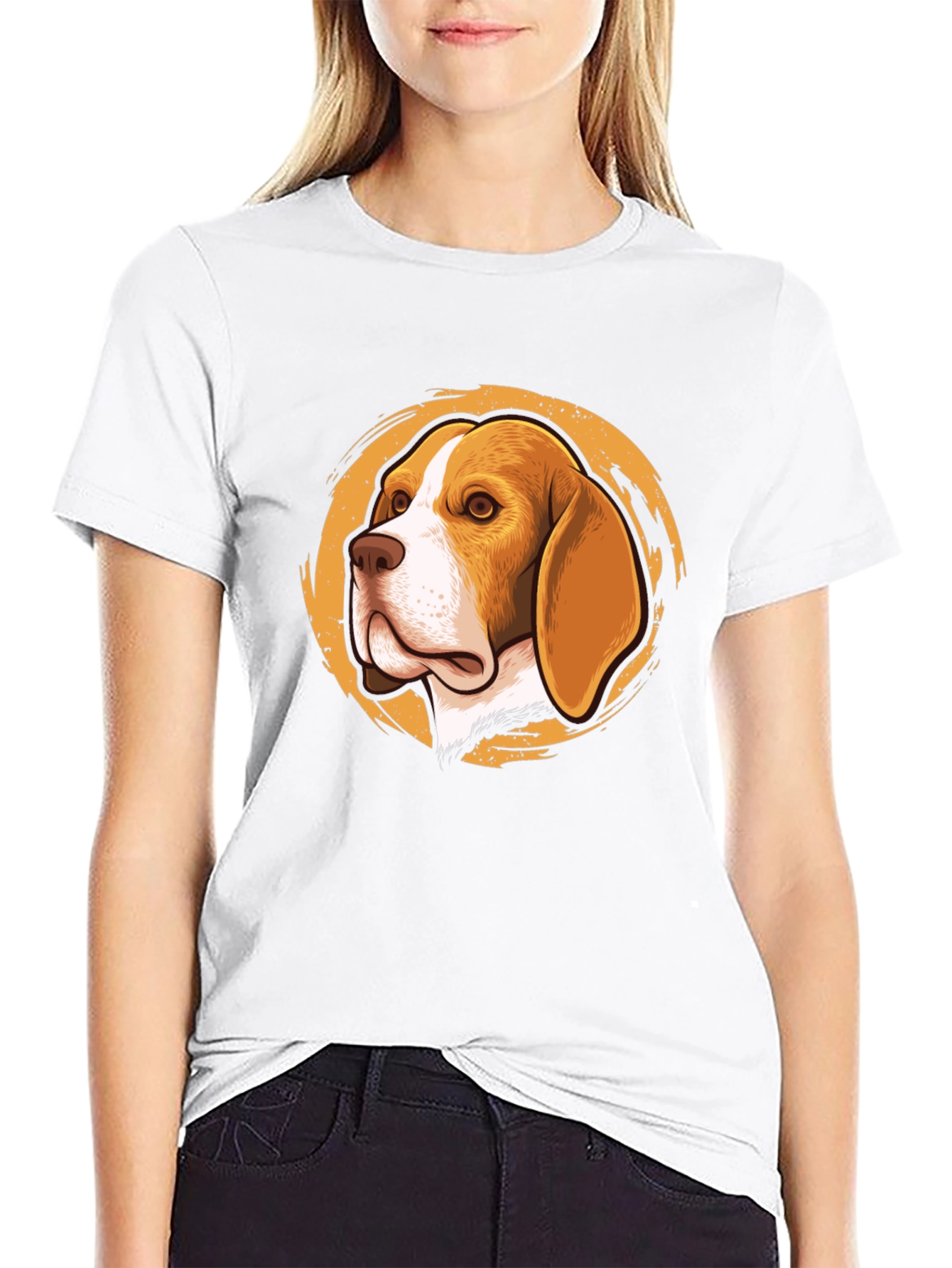Beagle Dog Graphic Print Black T-Shirt