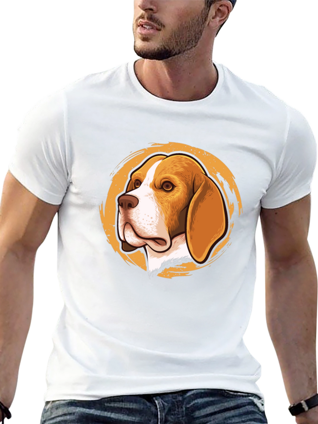 Beagle Dog Graphic Print Black T-Shirt