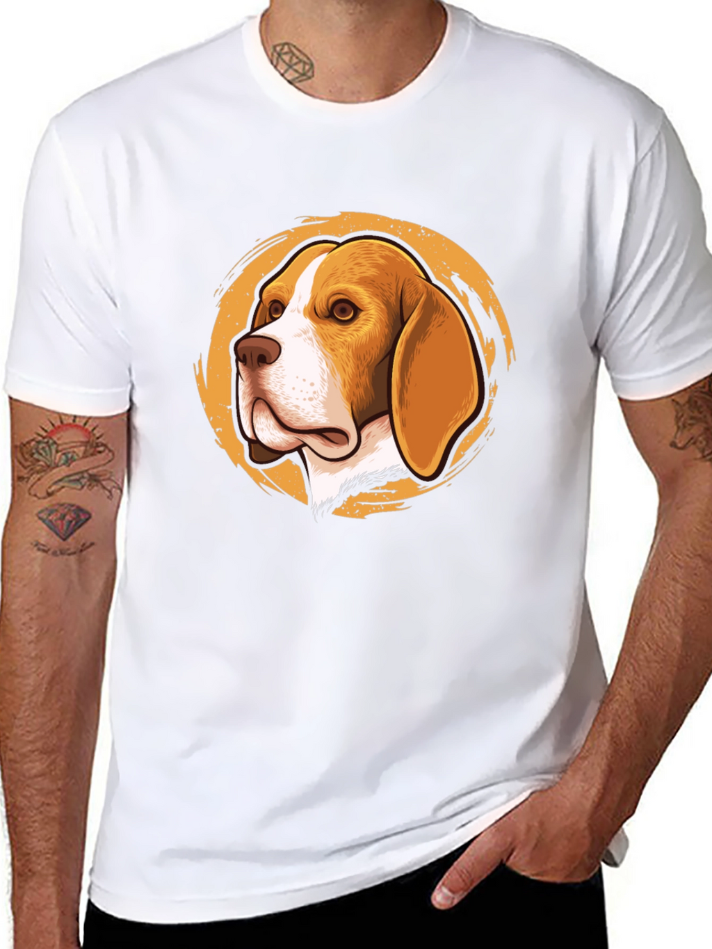 Beagle Dog Graphic Print Black T-Shirt