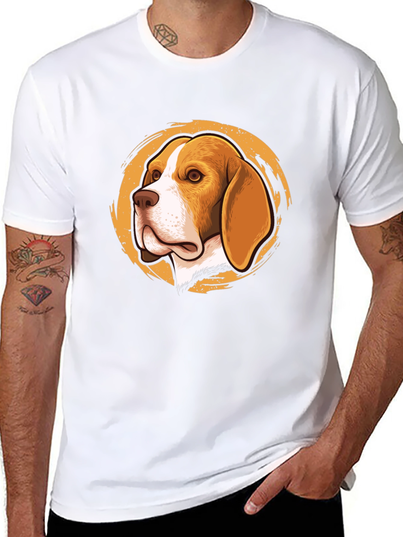 Beagle Dog Graphic Print Black T-Shirt
