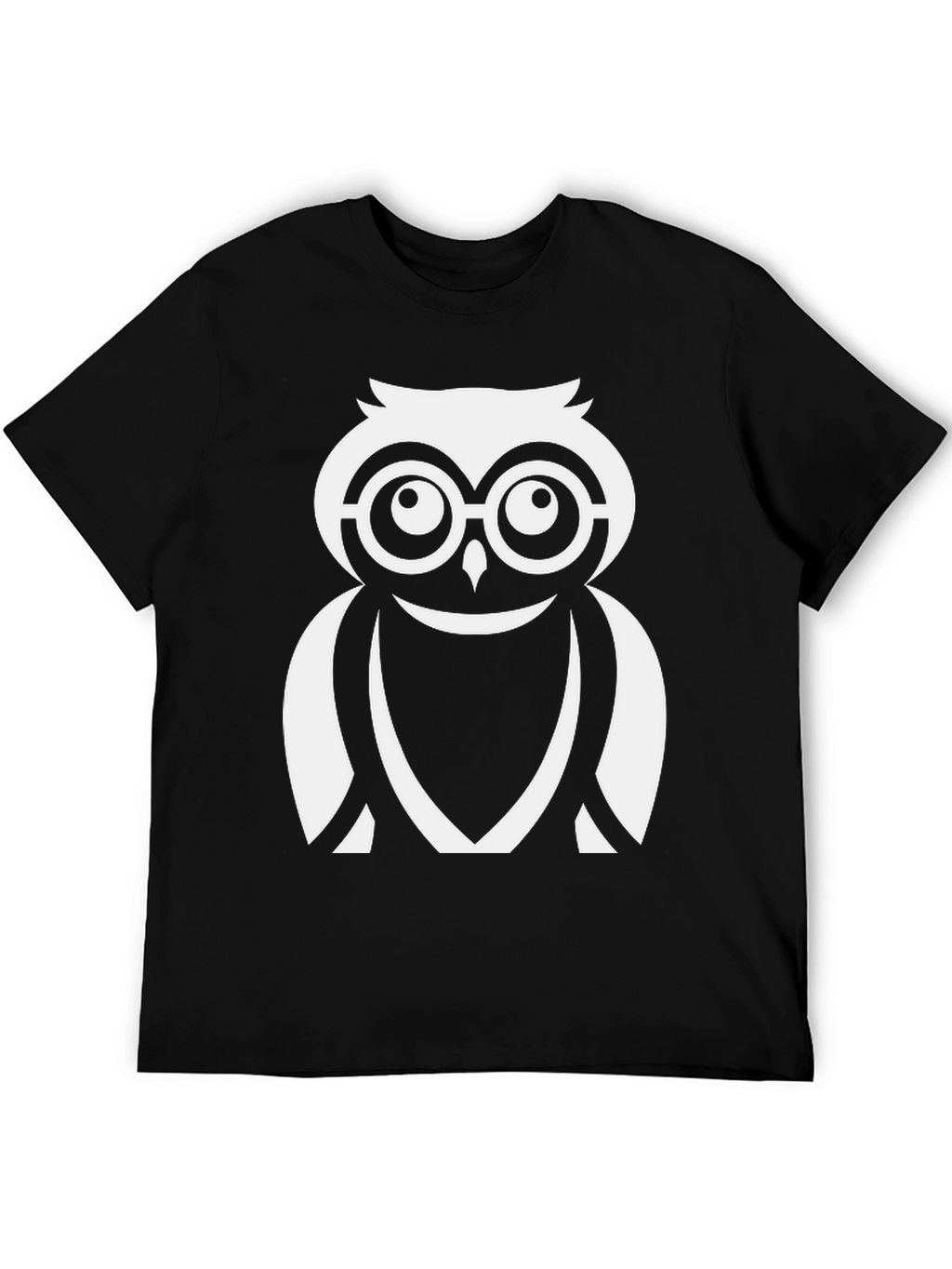 Cool Owl Graphic Tee - Black Cotton Blend