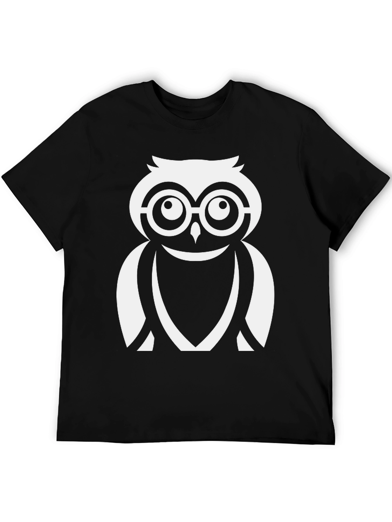 Cool Owl Graphic Tee - Black Cotton Blend
