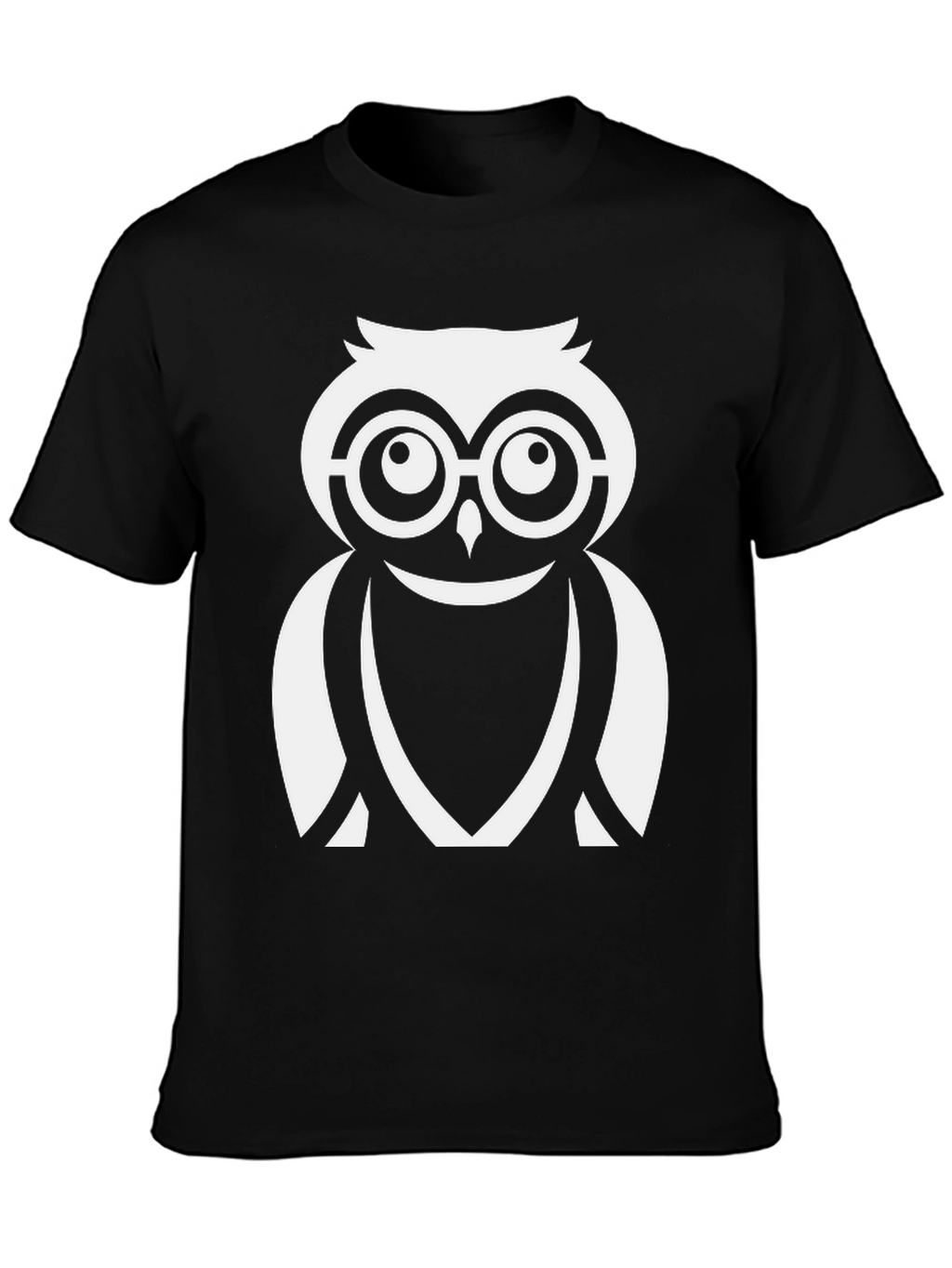 Cool Owl Graphic Tee - Black Cotton Blend