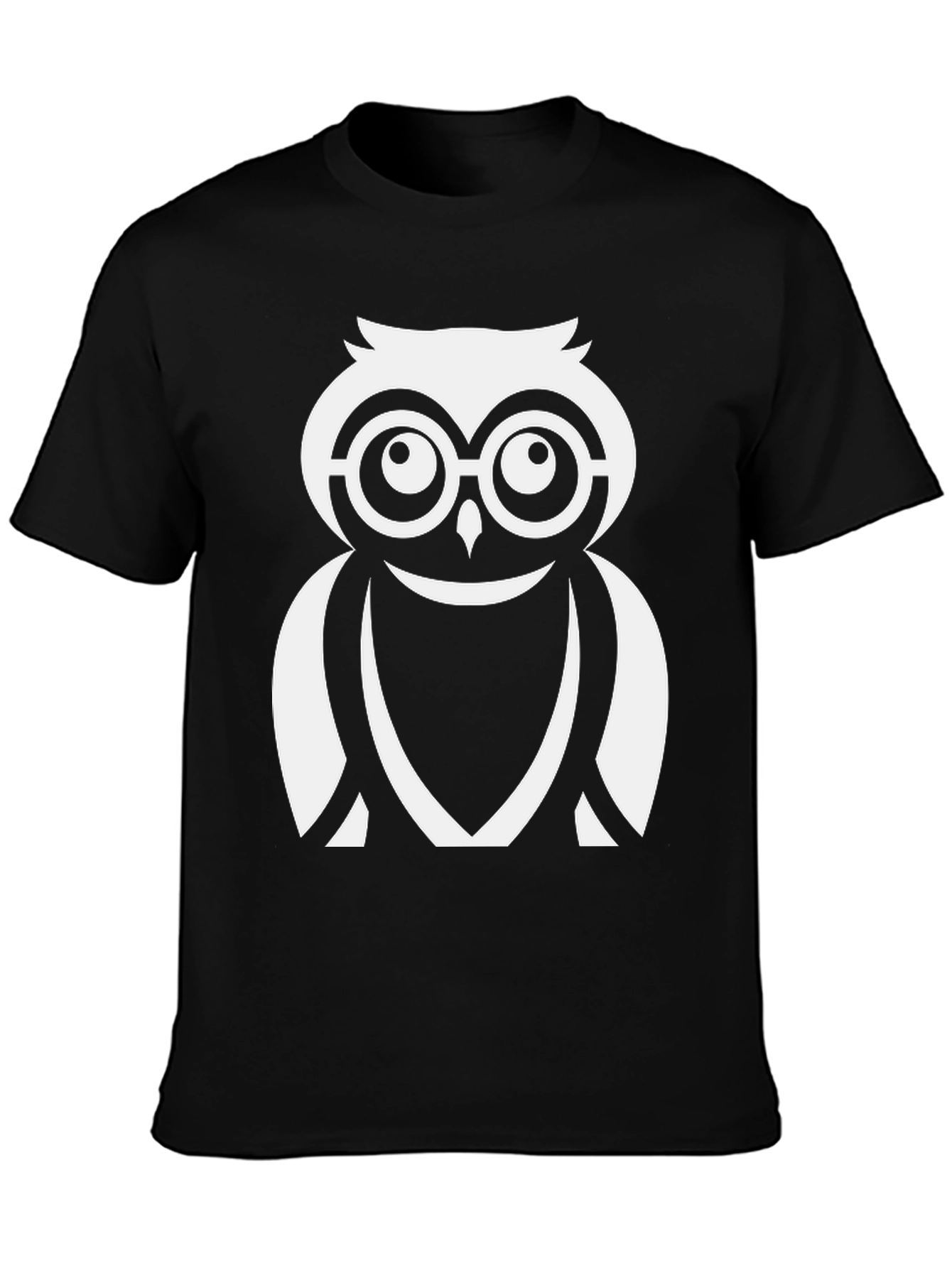 Cool Owl Graphic Tee - Black Cotton Blend