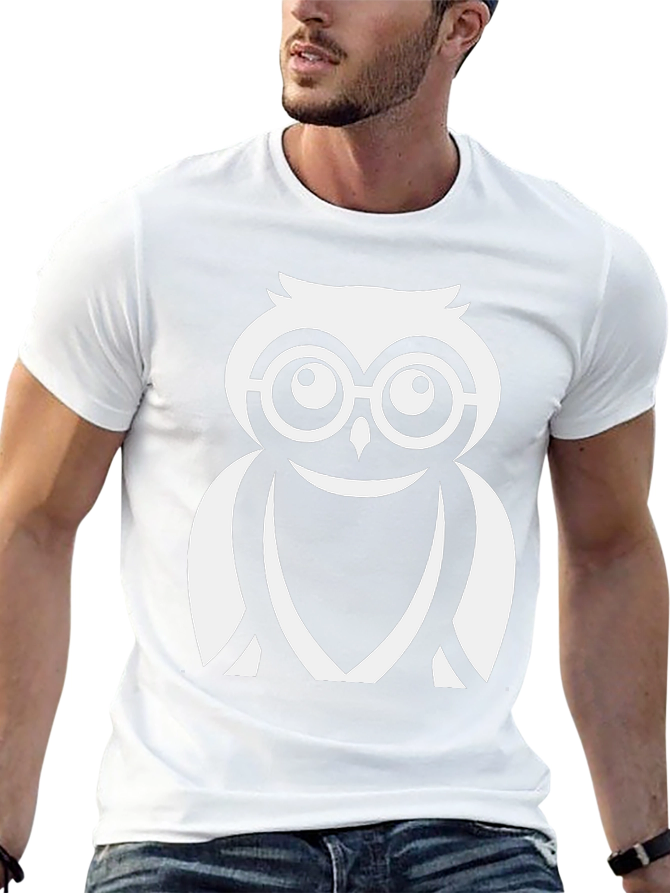 Cool Owl Graphic Tee - Black Cotton Blend