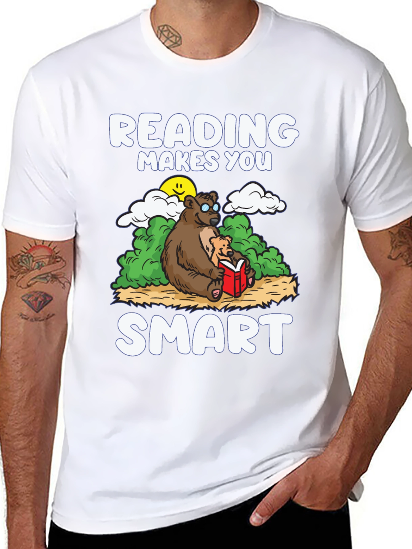 Reading Makes You Smart T-Shirt - Bear Design