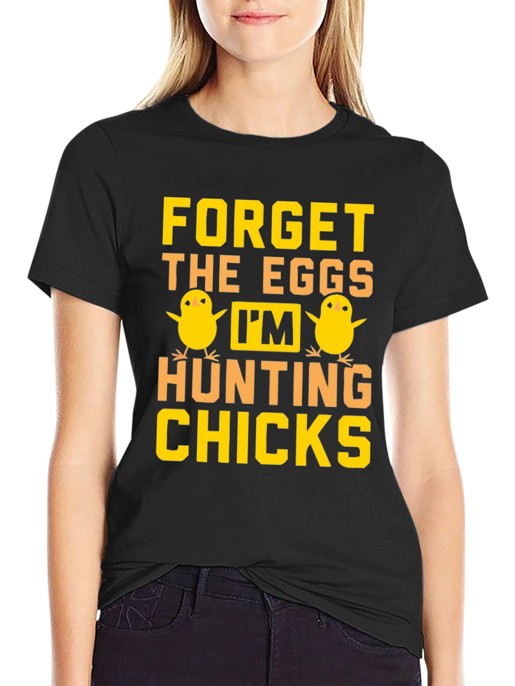 Funny Easter Hunting Chicks Graphic T-Shirt