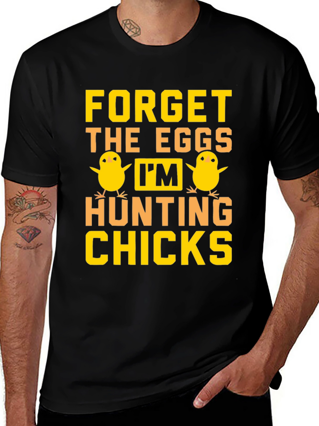Funny Easter Hunting Chicks Graphic T-Shirt