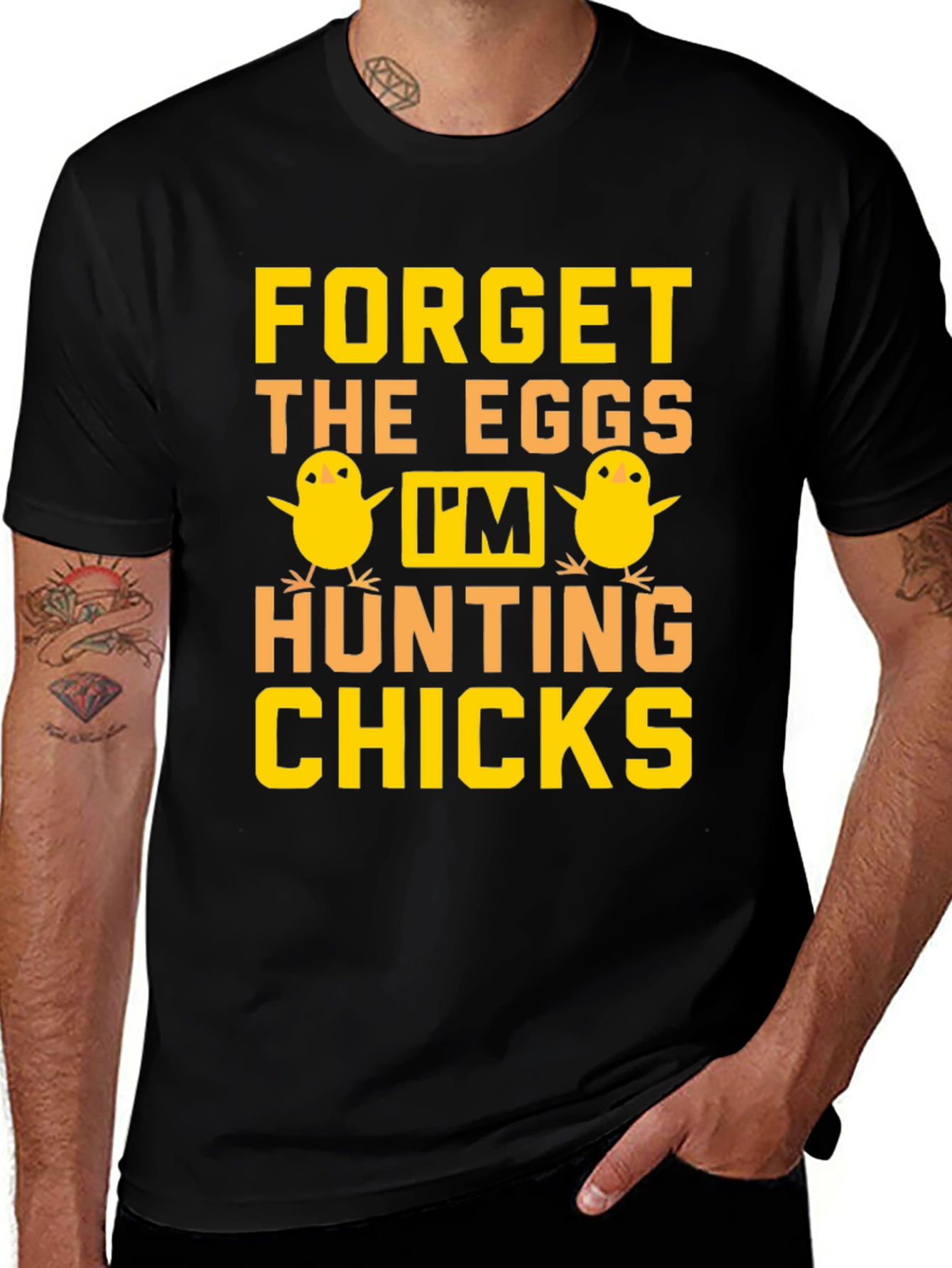 Funny Easter Hunting Chicks Graphic T-Shirt