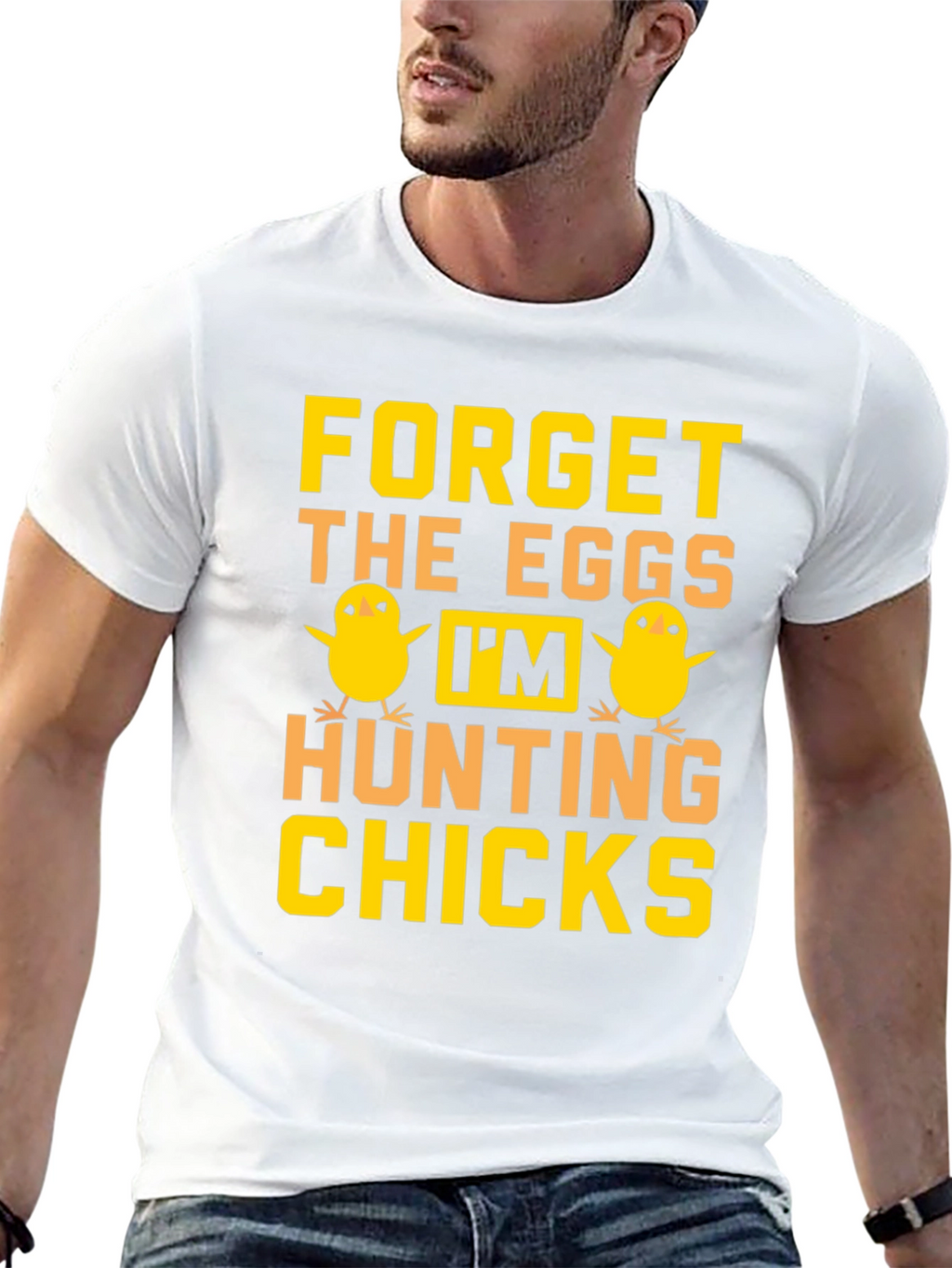 Funny Easter Hunting Chicks Graphic T-Shirt