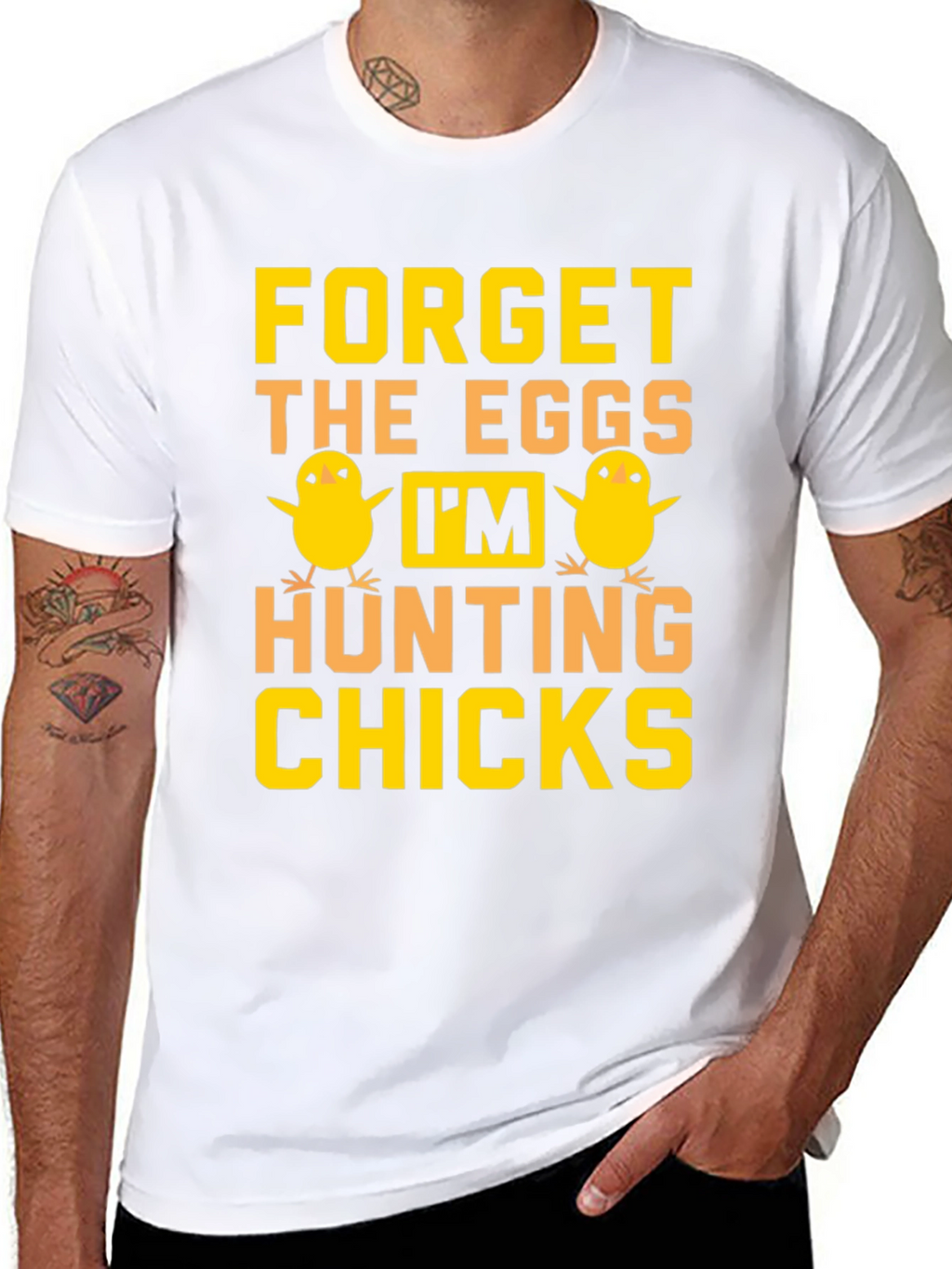 Funny Easter Hunting Chicks Graphic T-Shirt