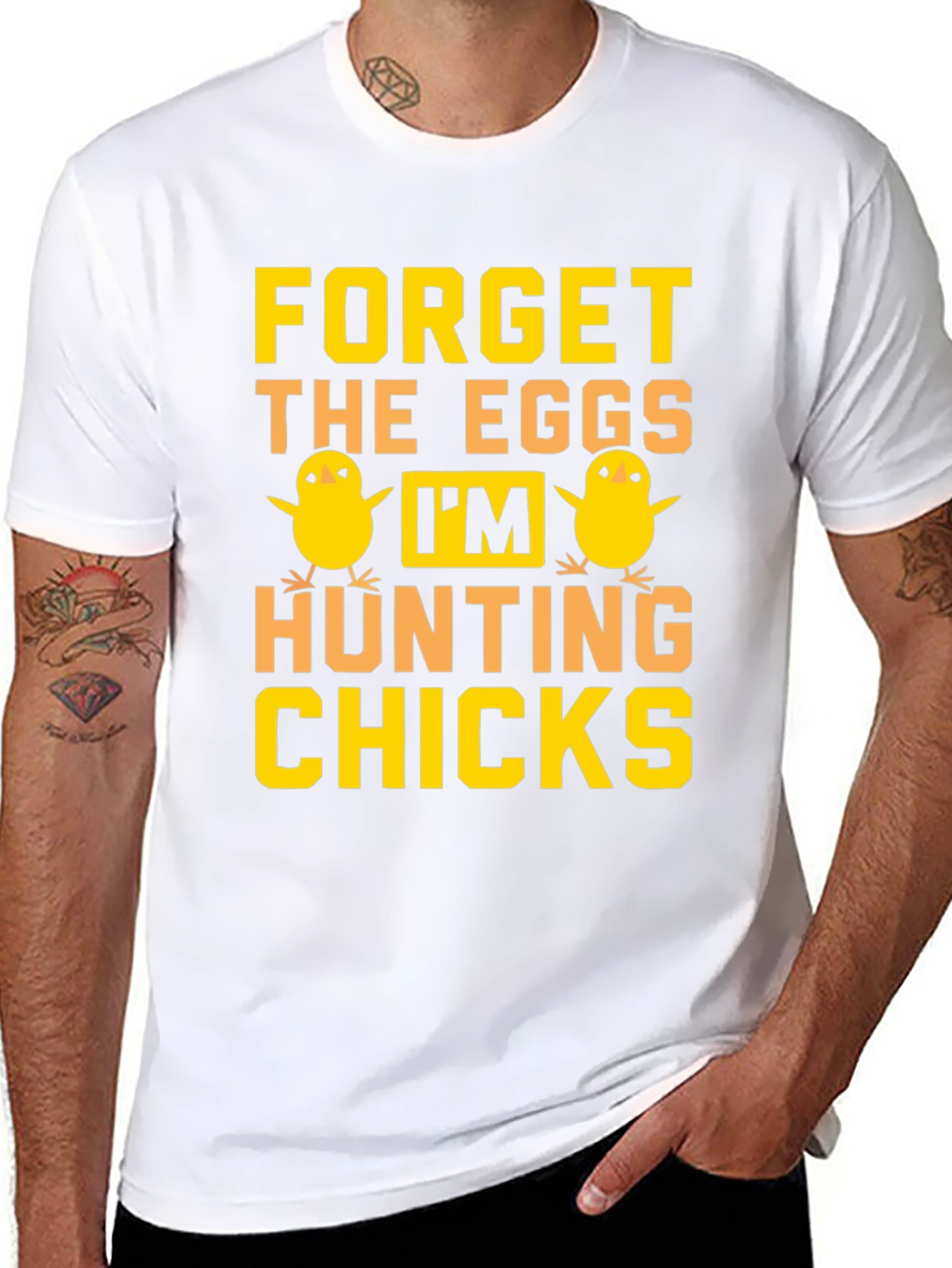 Funny Easter Hunting Chicks Graphic T-Shirt
