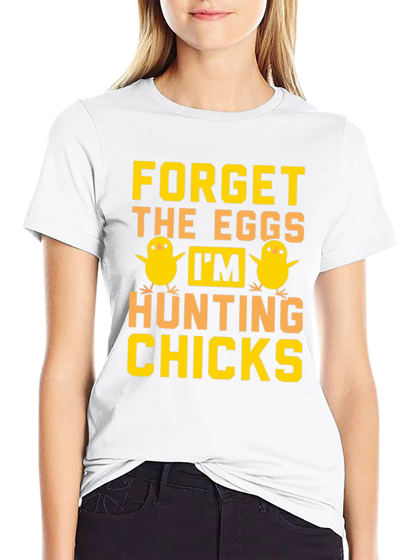 Funny Easter Hunting Chicks Graphic T-Shirt