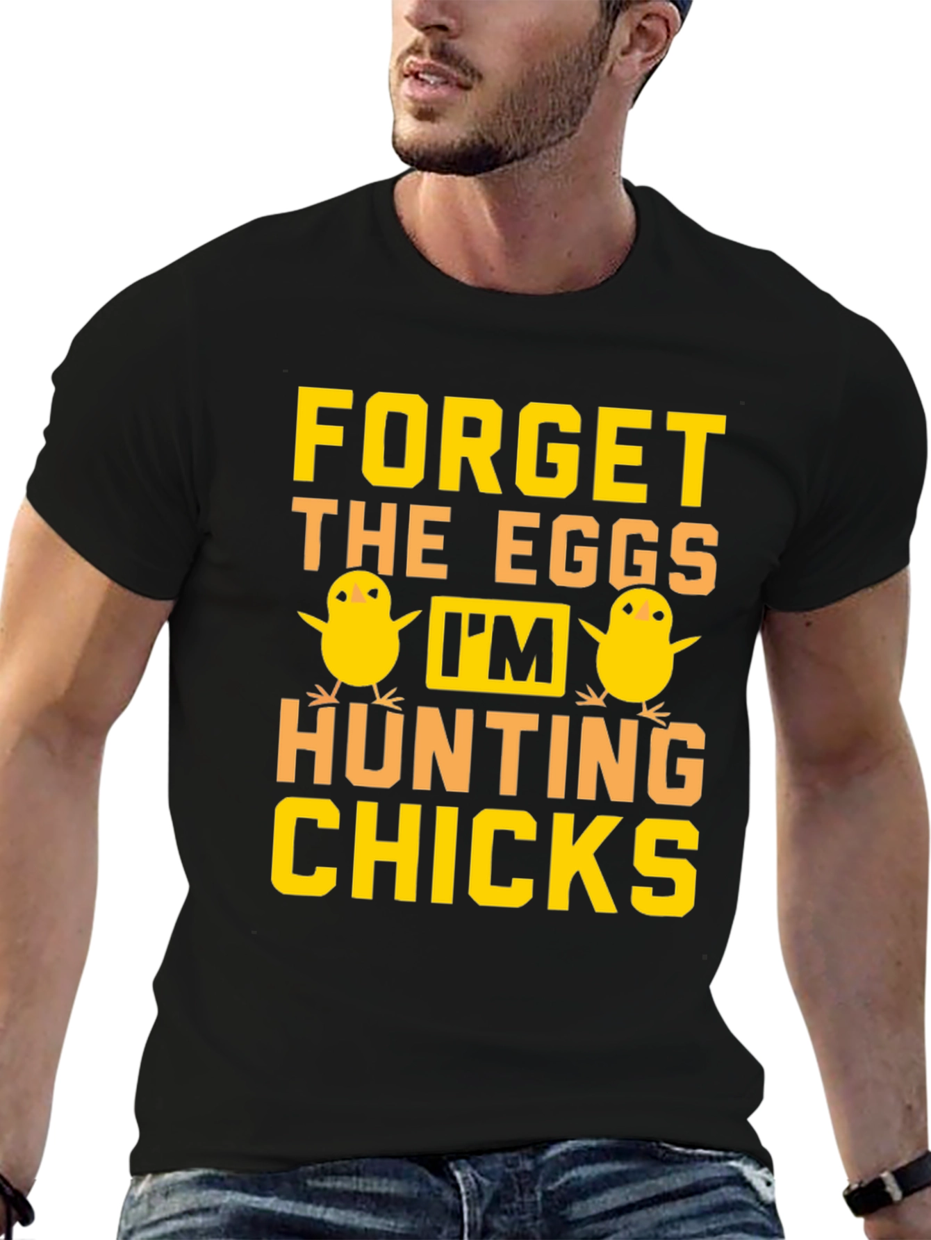 Funny Easter Hunting Chicks Graphic T-Shirt