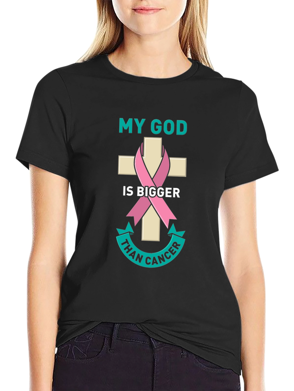 My God is Bigger Than Cancer Awareness T-Shirt