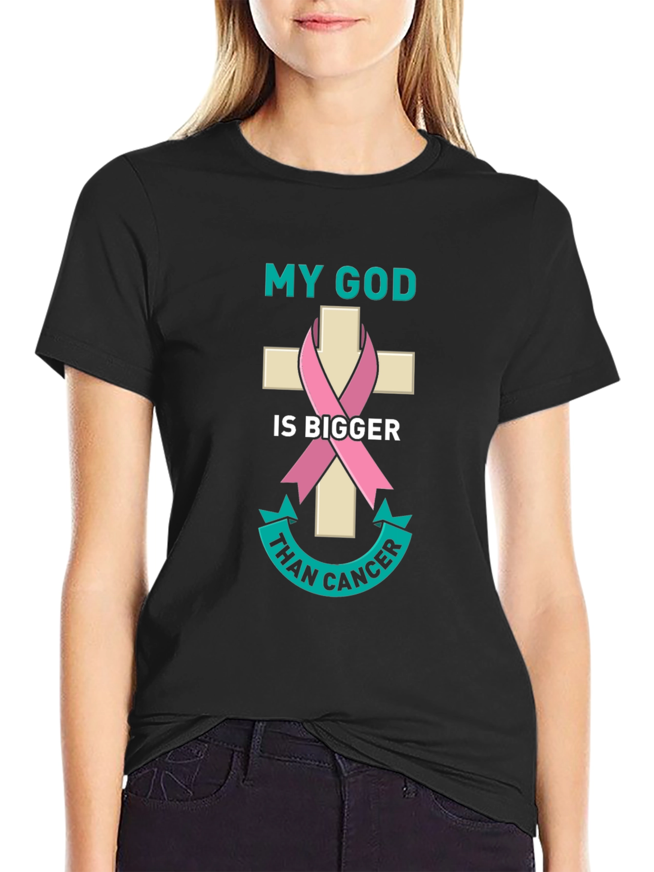 My God is Bigger Than Cancer Awareness T-Shirt