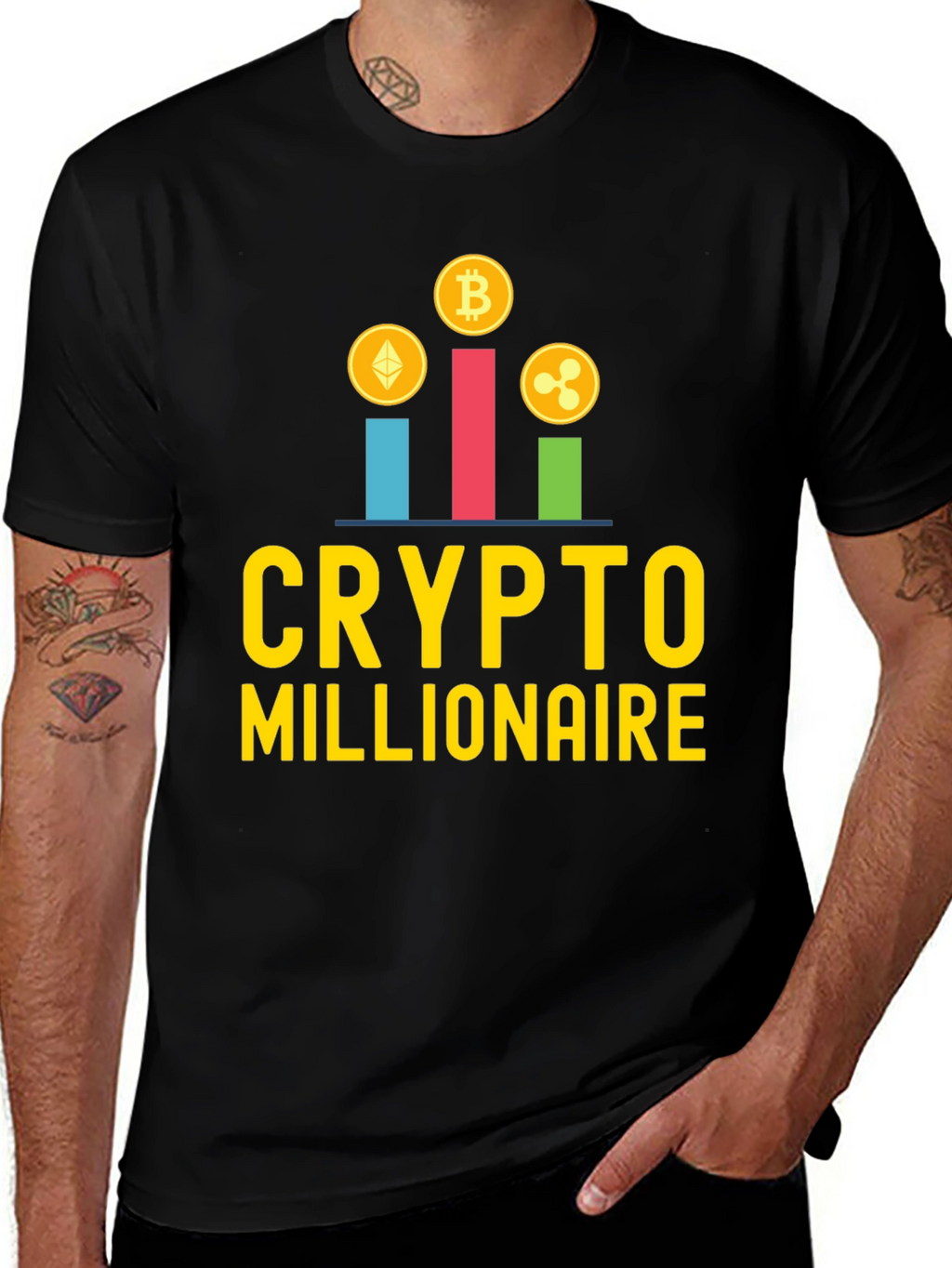 Crypto Millionaire Graphic Tee - Black Casual T-Shirt