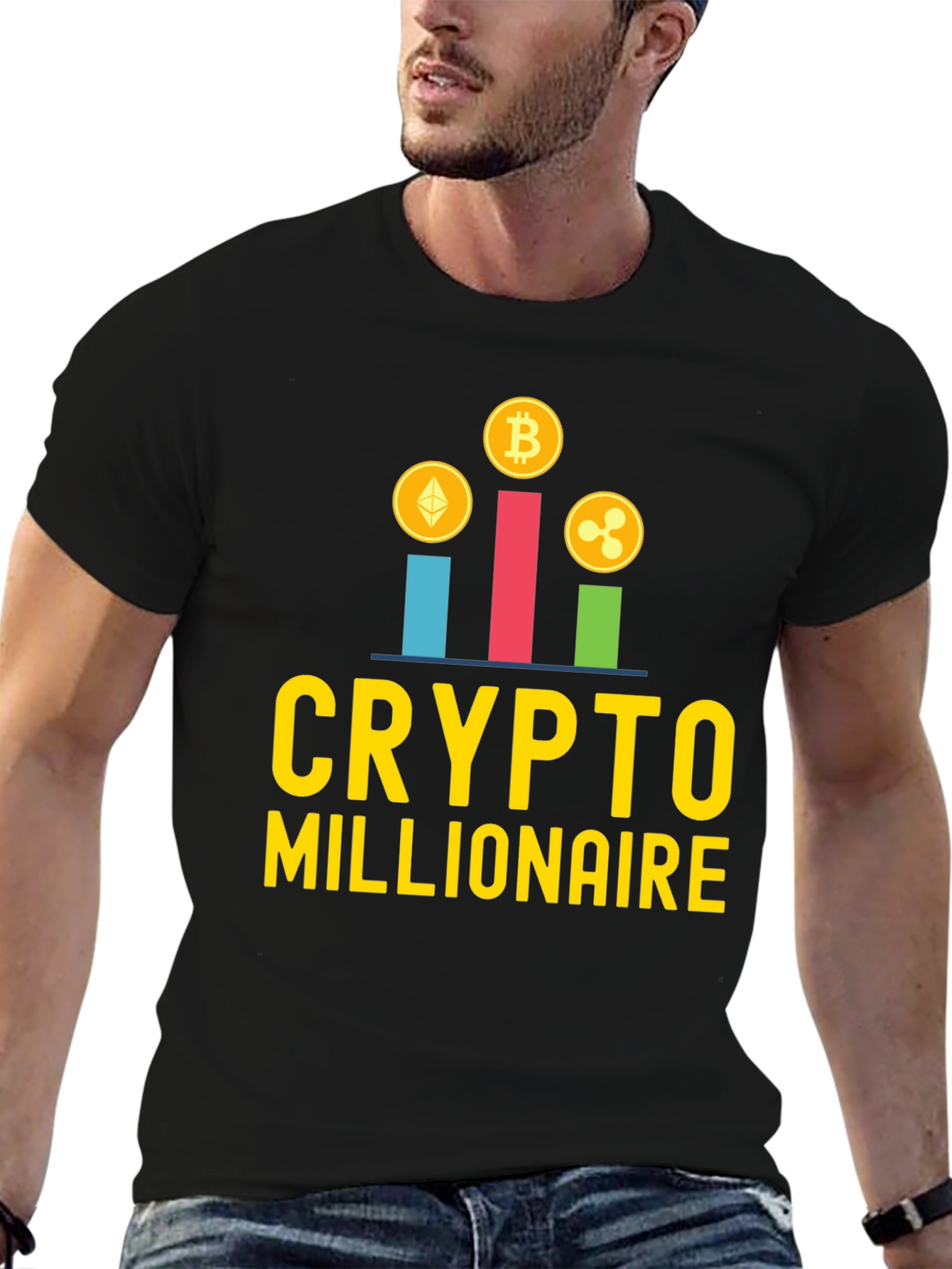 Crypto Millionaire Graphic Tee - Black Casual T-Shirt