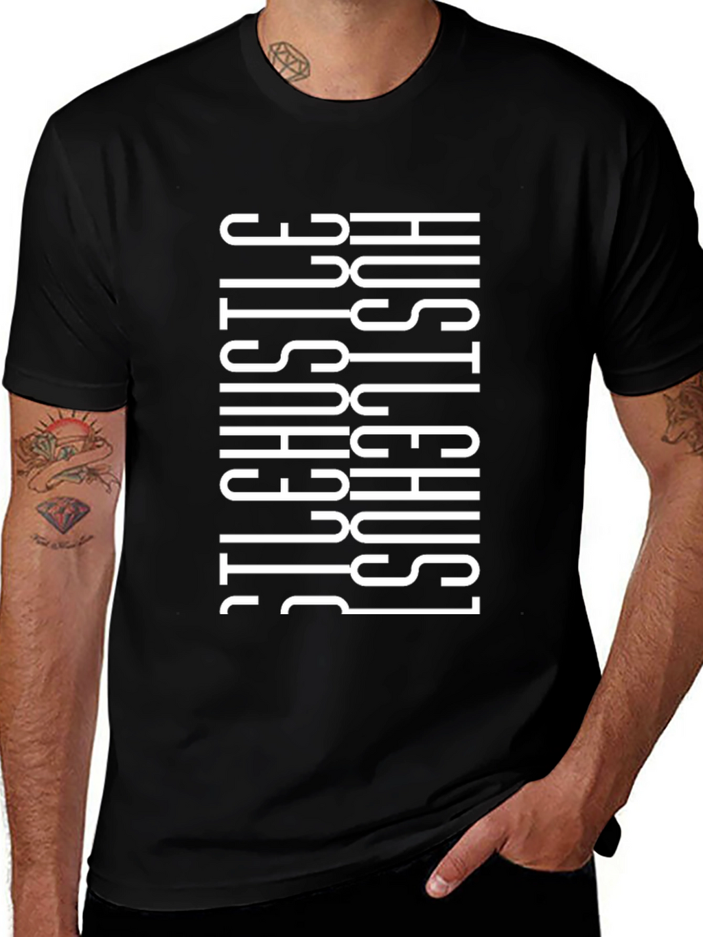 Hustle Graphic Print T-Shirt - Black