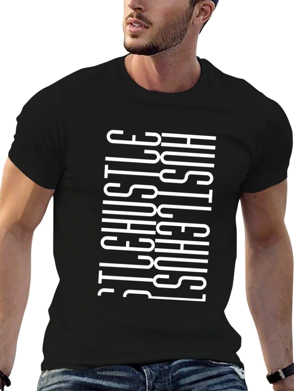 Hustle Graphic Print T-Shirt - Black