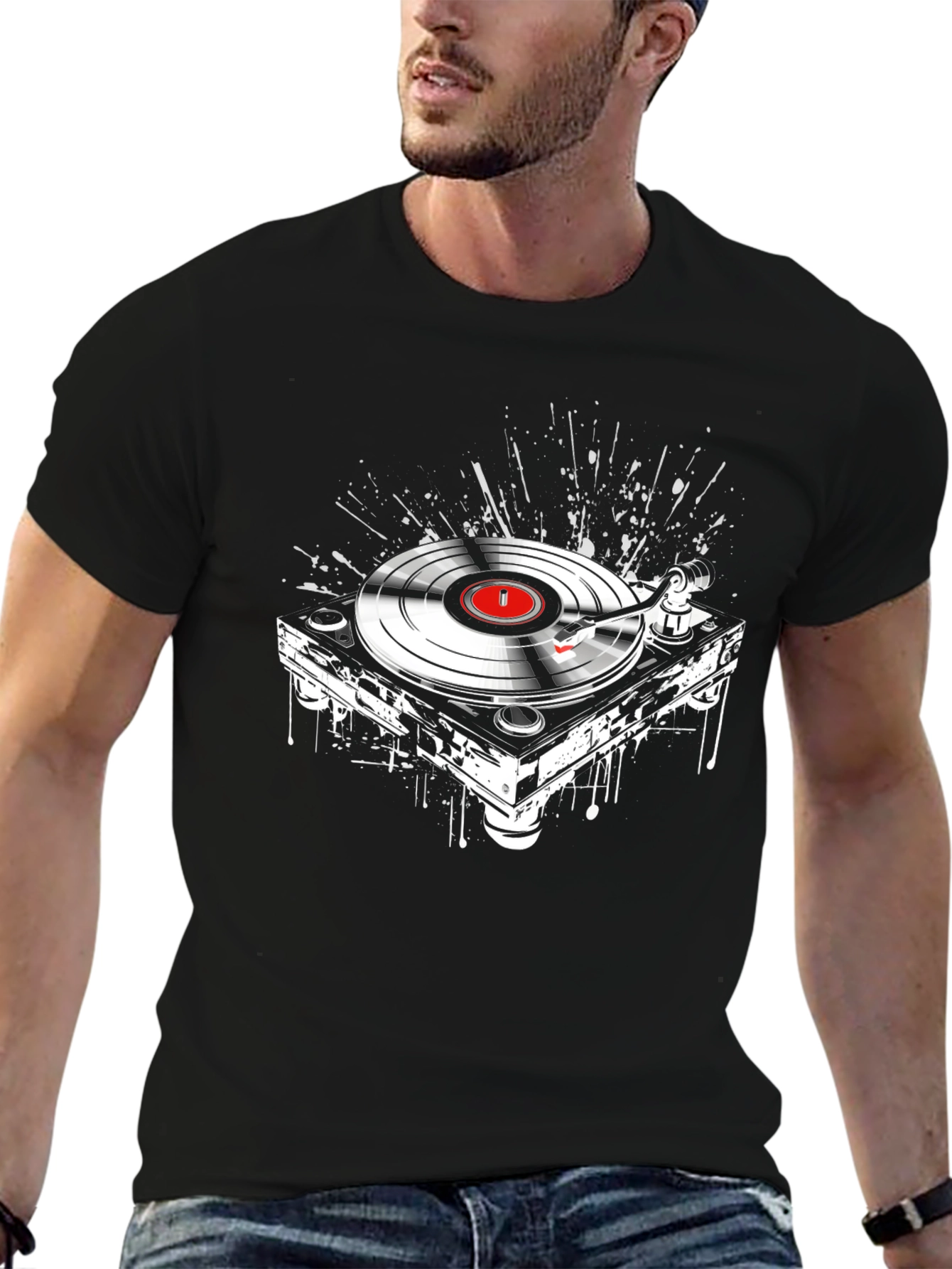DJ Turntable Graphic Tee - Black
