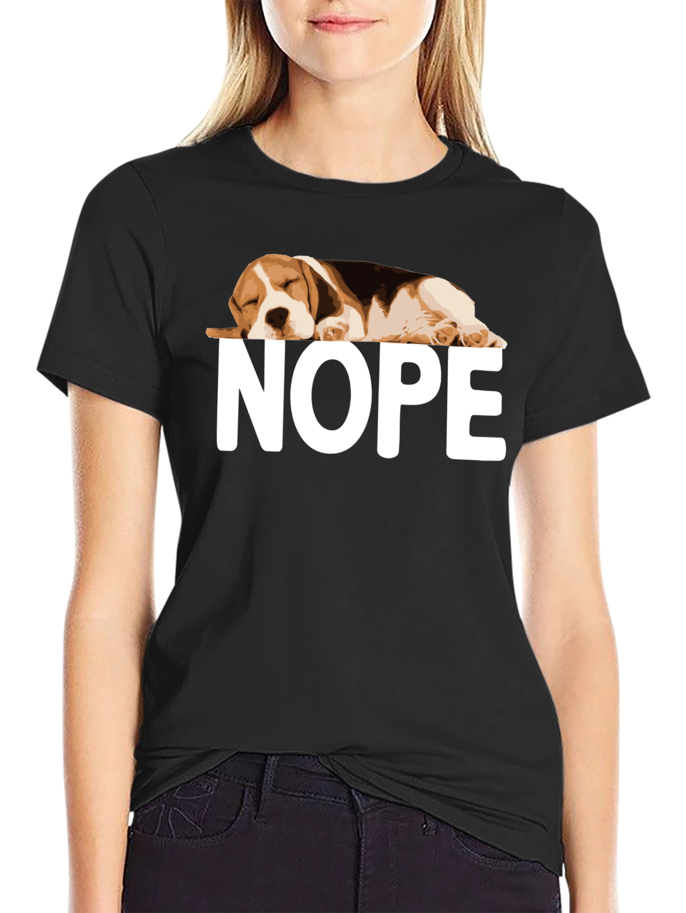 Nope Beagle Graphic T-Shirt Relaxed Fit