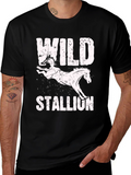Wild Stallion Graphic Tee - Distressed Print