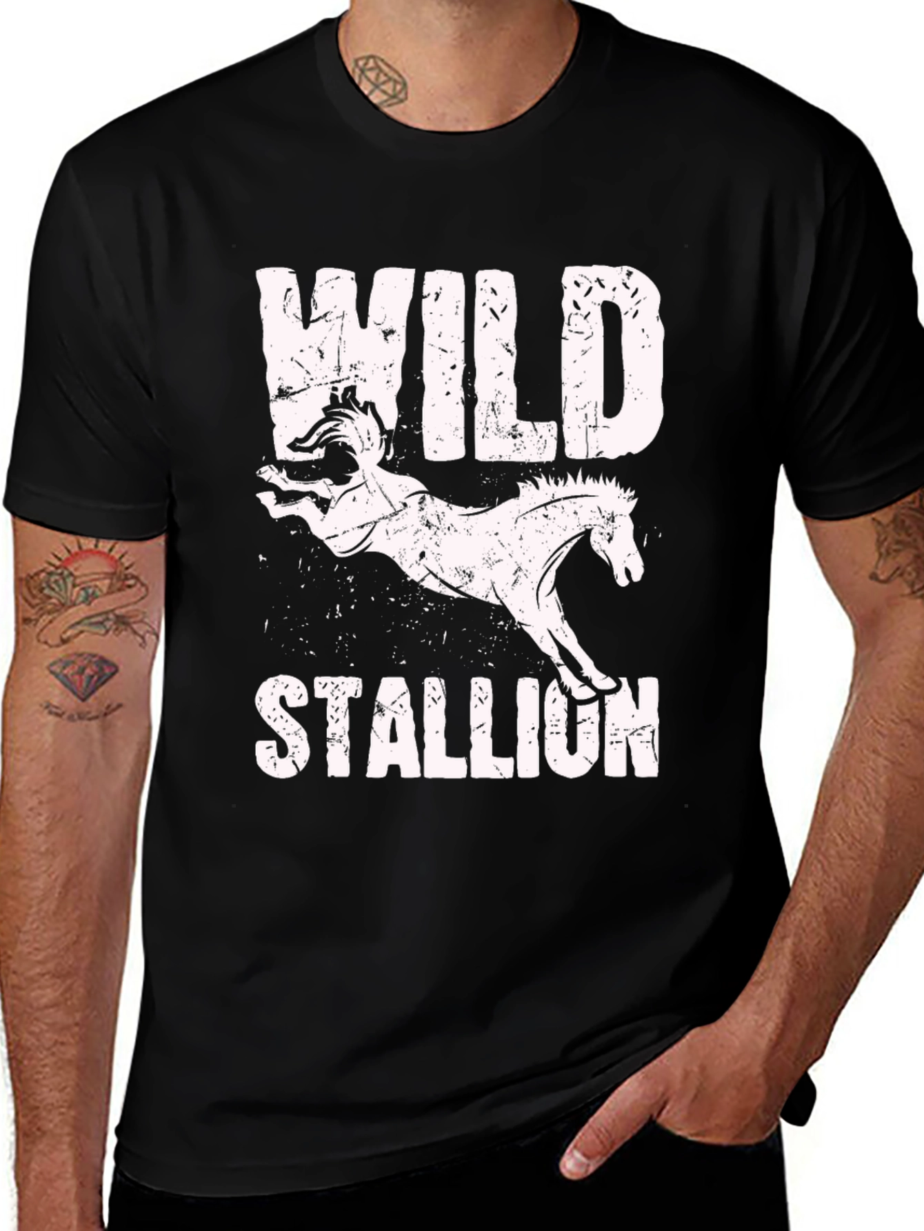 Wild Stallion Graphic Tee - Distressed Print