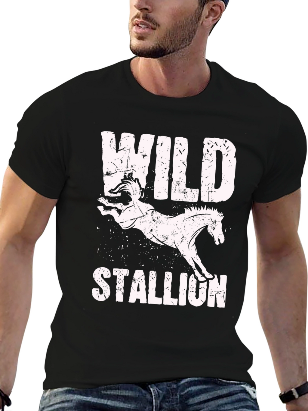 Wild Stallion Graphic Tee - Distressed Print