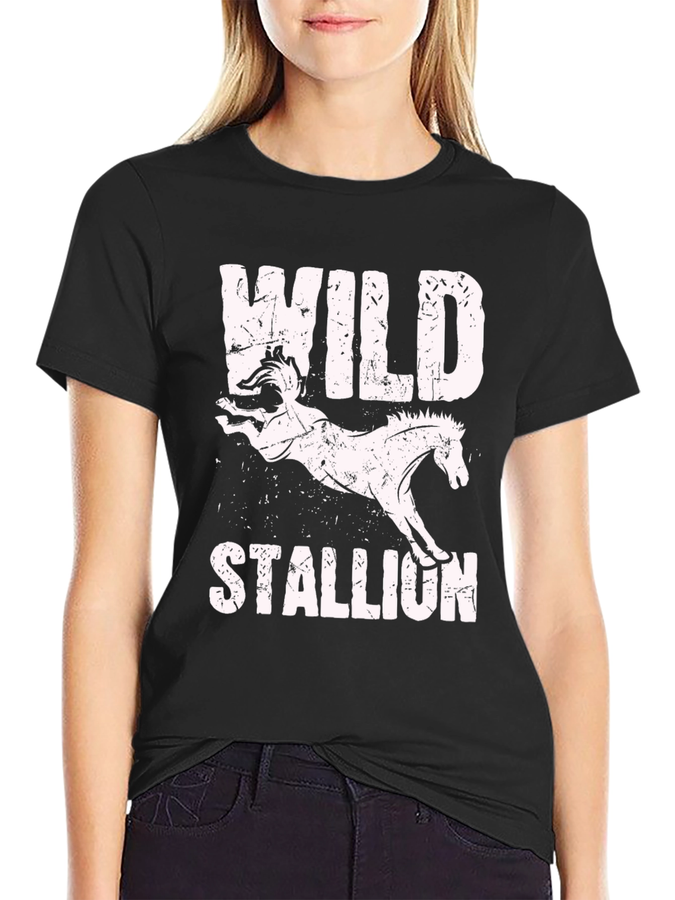 Wild Stallion Graphic Tee - Distressed Print
