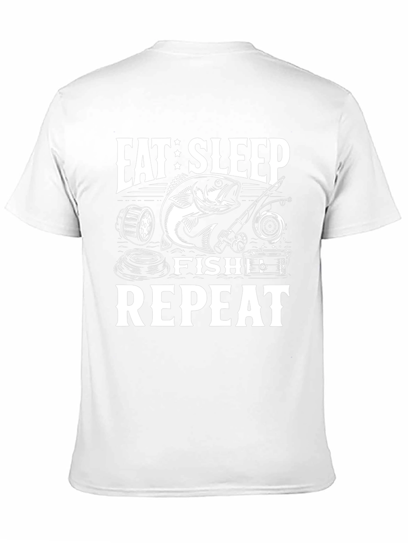 Eat Sleep Fish Repeat Black Graphic Tee