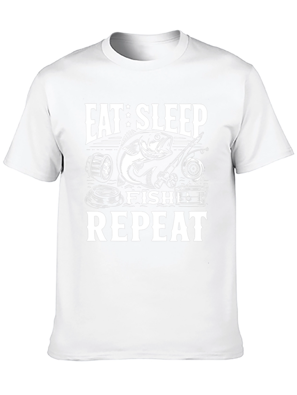 Eat Sleep Fish Repeat Black Graphic Tee