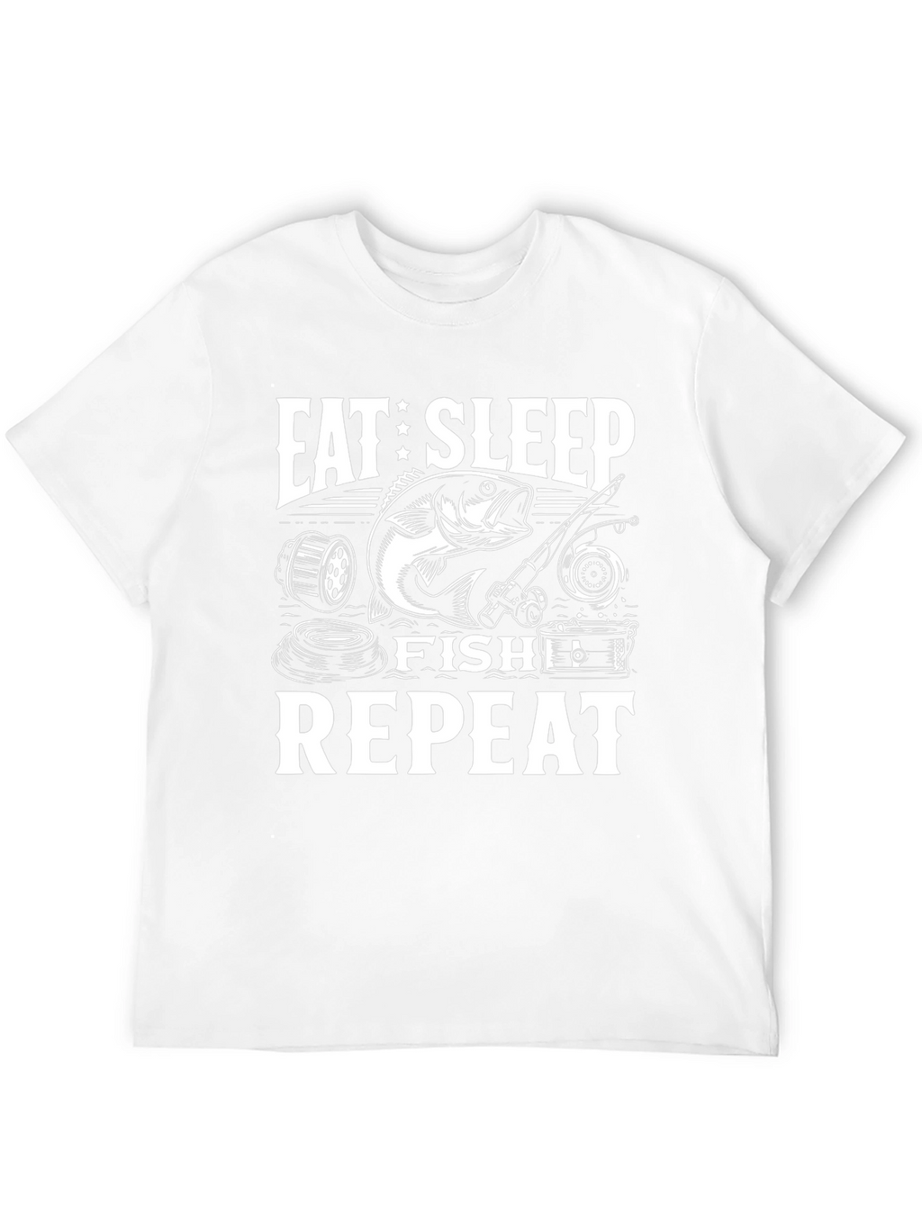 Eat Sleep Fish Repeat Black Graphic Tee