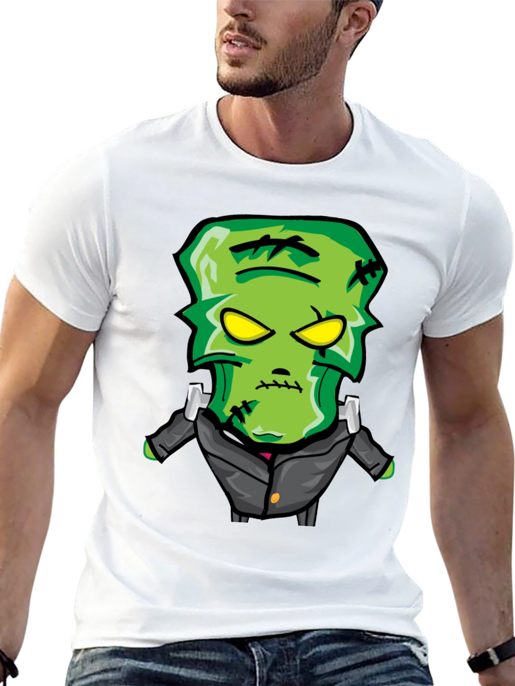 Frankenstein Cartoon Graphic Tee - Black
