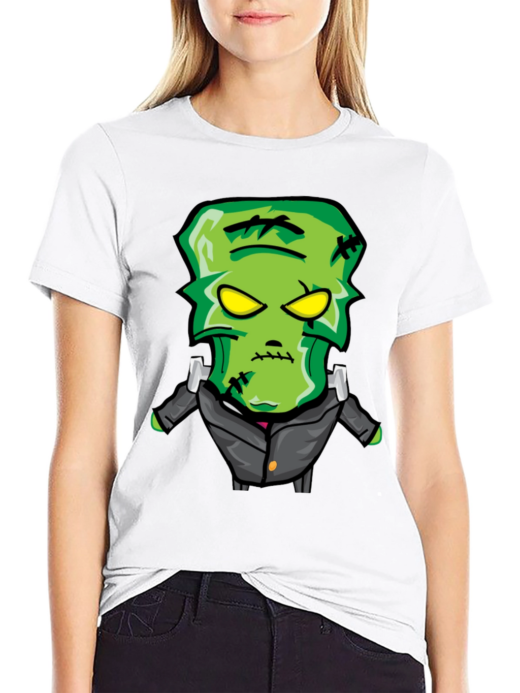 Frankenstein Cartoon Graphic Tee - Black
